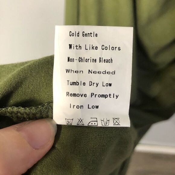 btfbm army green one shoulder wrap dress wedding guest summer vaca resort sz med - Picture 6 of 12